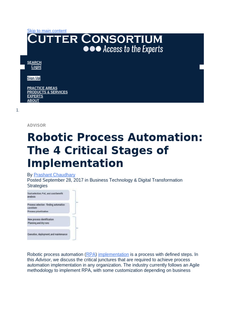 Robotic Process AutomationThe 4 Critical Stages of Implementation | PDF ...
