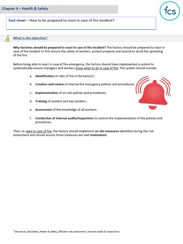 Chapter 8-ICS Social Factsheet Health & Safety How To Be Prepared To ...