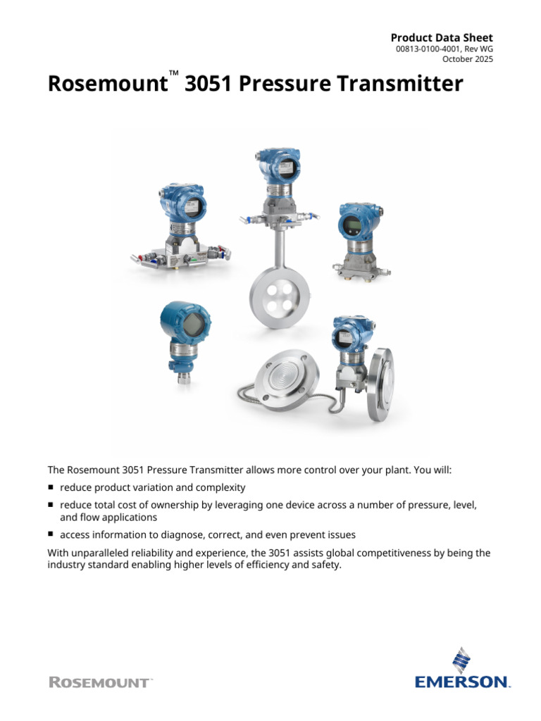 Product Data Sheet Rosemount 3051 Pressure Transmitter en 73134 | PDF ...