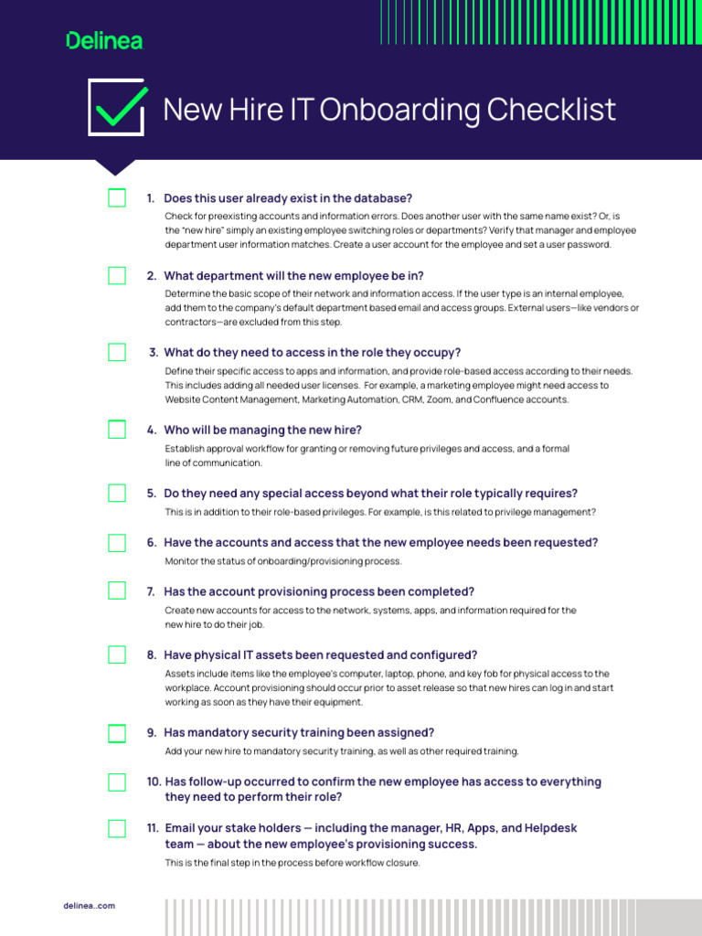Delinea Infographic It Onboarding Checklist | PDF | Software | Computing