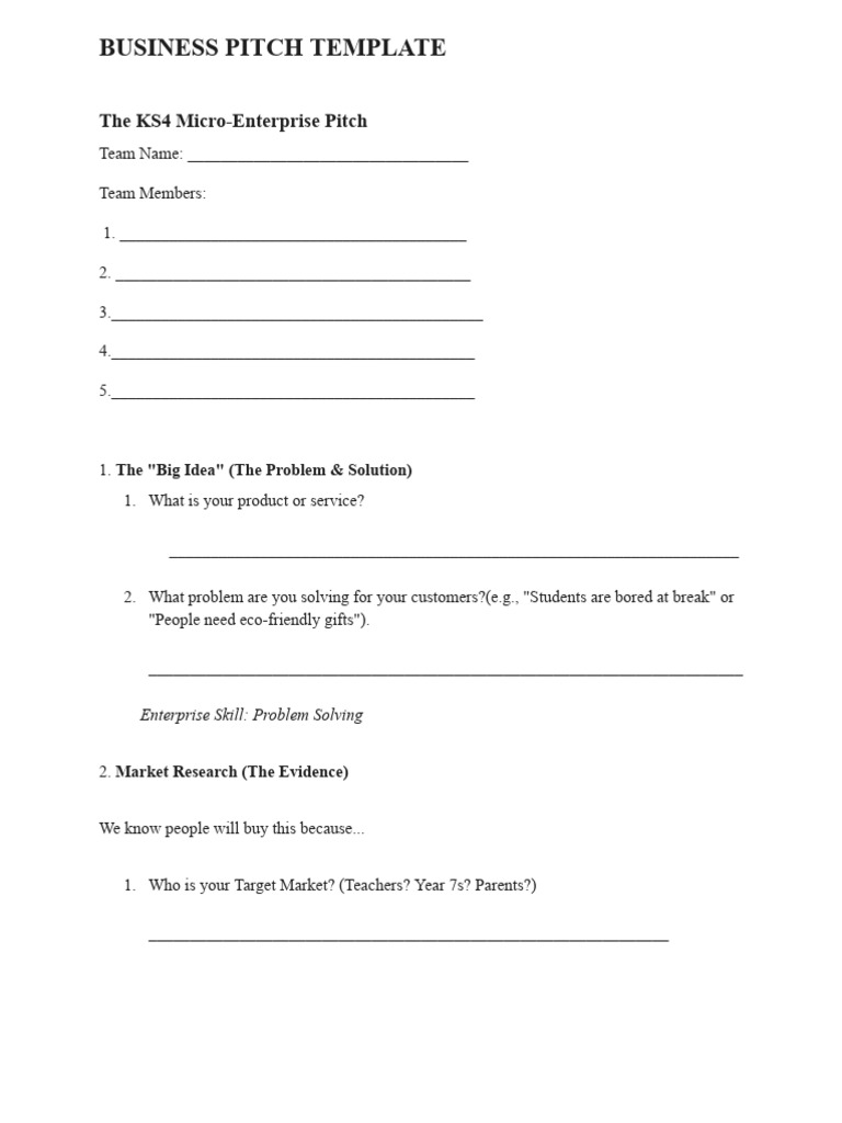 Business Pitch Templat Ks 4 | PDF