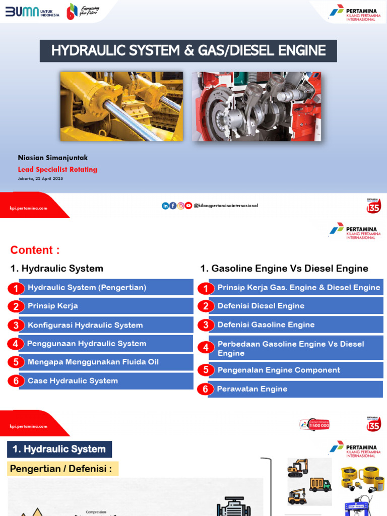 2025-04-21 Hydraulic System & Gas & Diesel Engine - Materi BPST | PDF