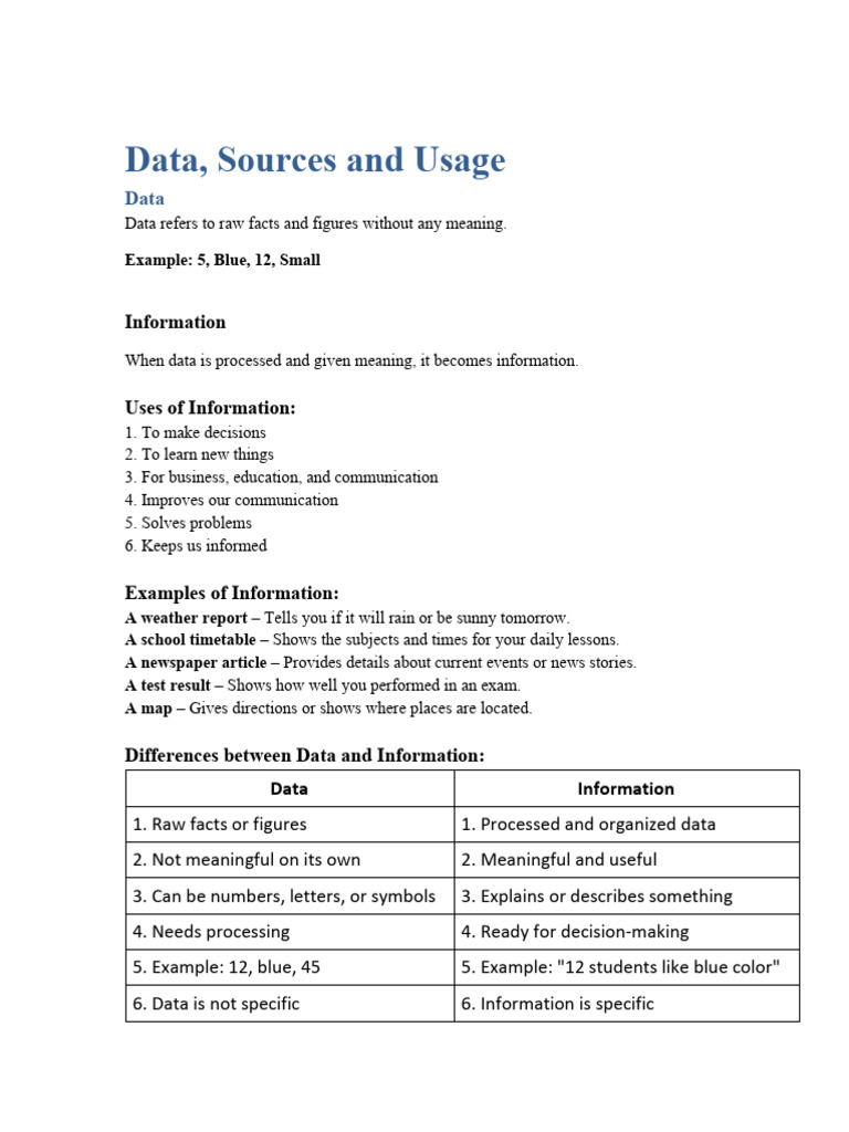Basic4 - Lesson - Note - Data Sources and Usage | PDF | Sampling ...