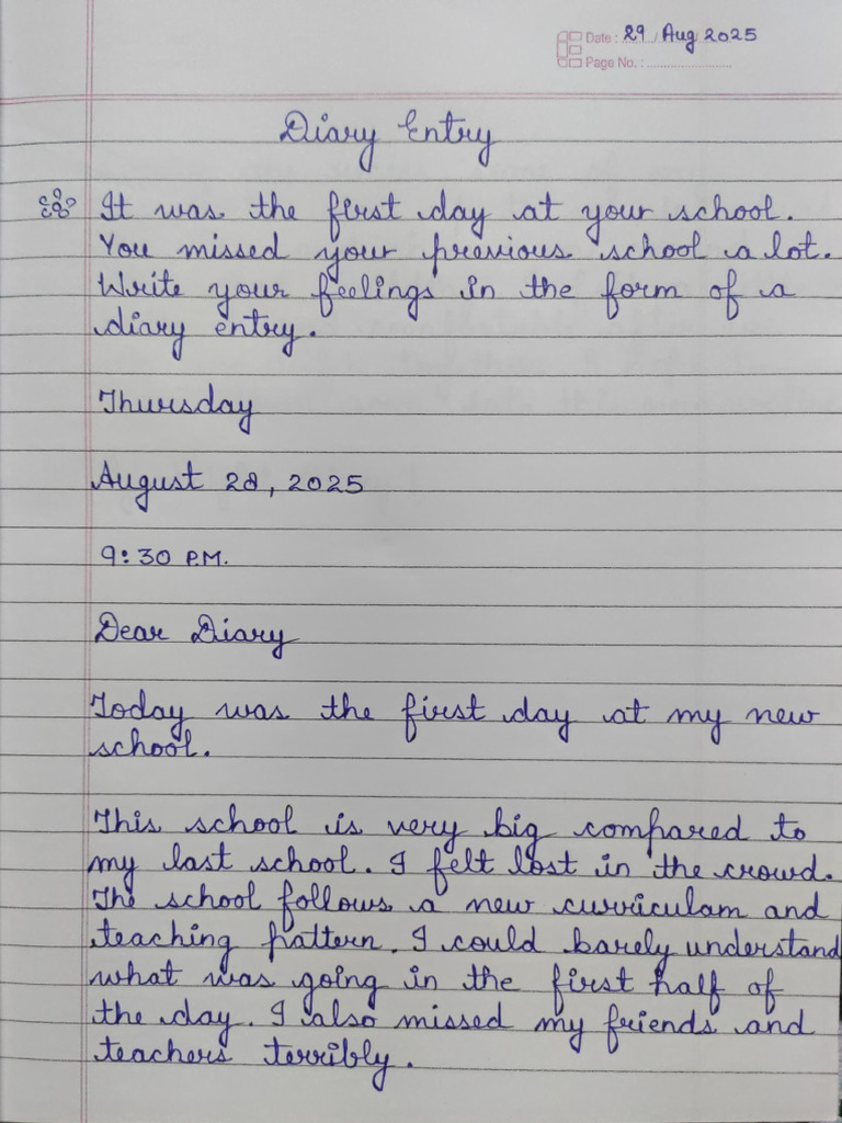 Diary Entry, Class 5 | PDF