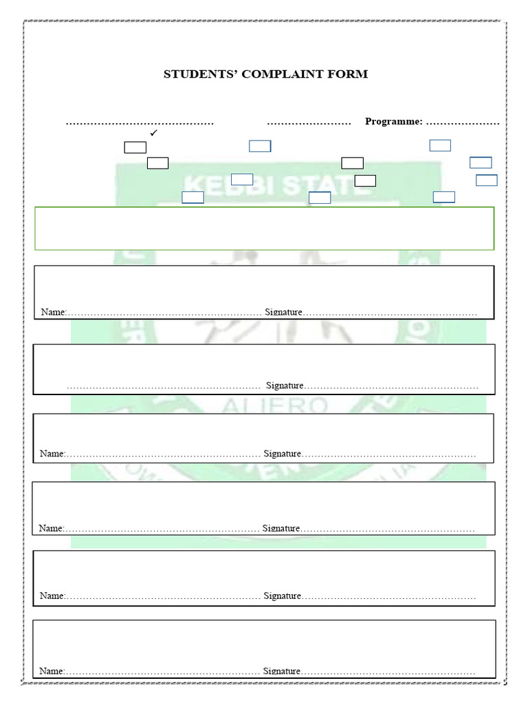 Student's Complain Form | PDF
