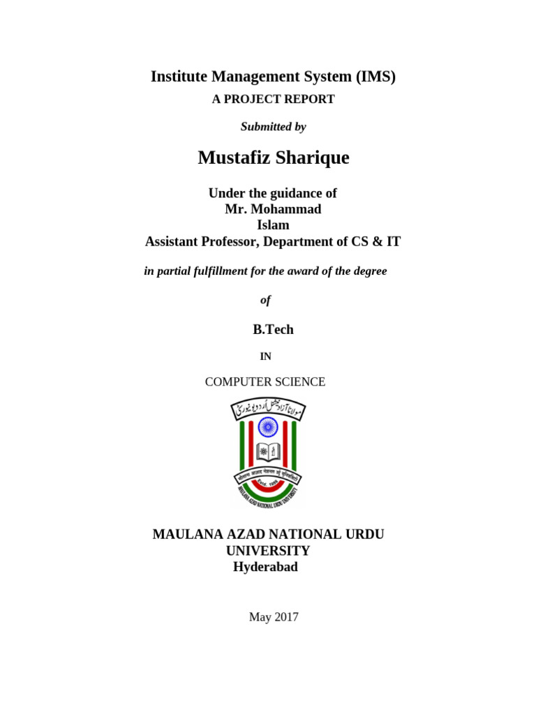 Institute Management System IMS A PROJEC | PDF | String (Computer ...