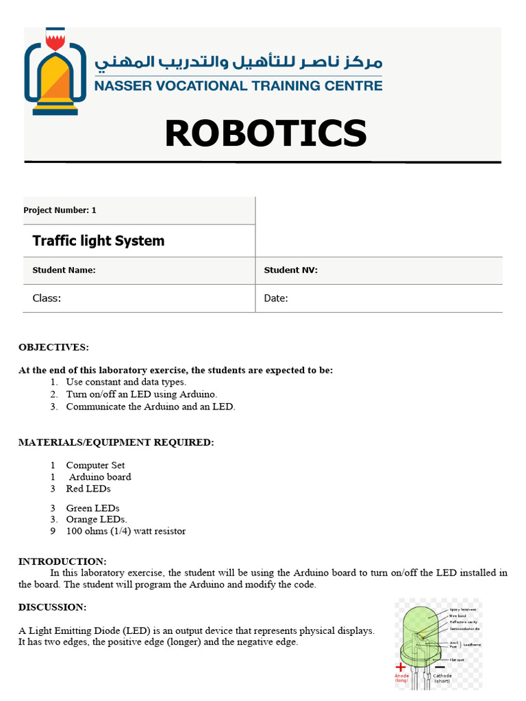 Blinking LED - Robotics Activities | PDF | Arduino | Light Emitting Diode