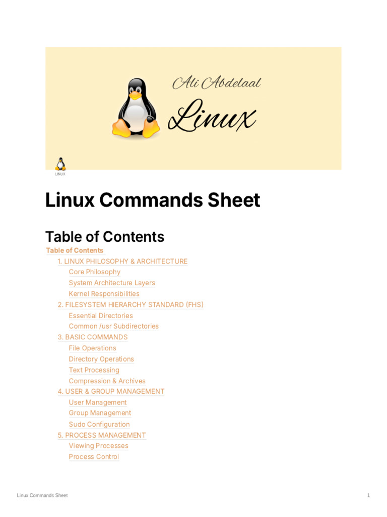 Linux Commands Sheet | PDF | Zip (File Format) | Sudo
