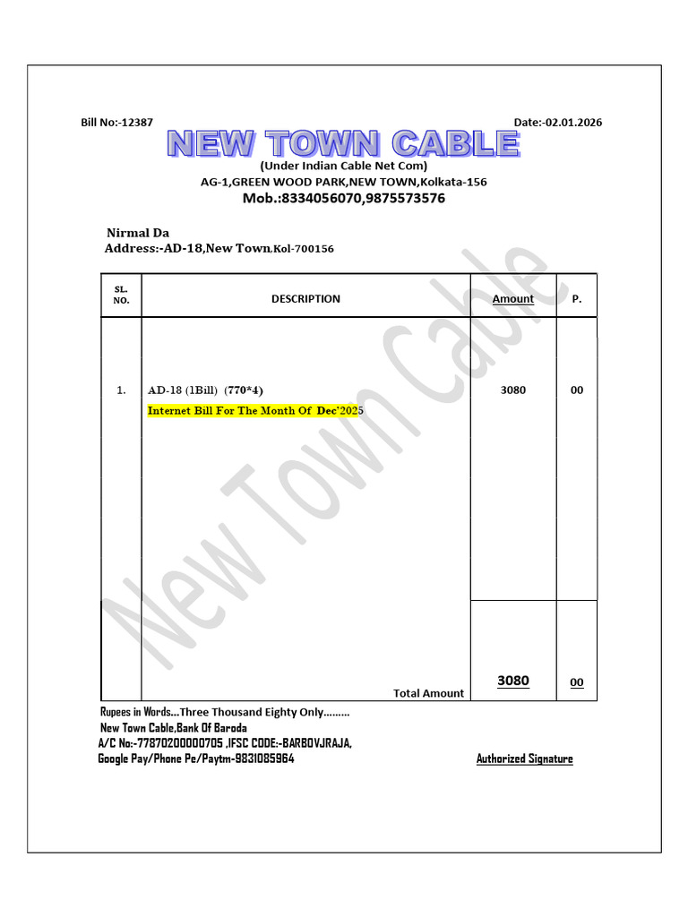 Internet Bill 3 | PDF