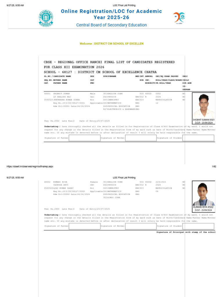 LOC Final List Printing XII | PDF | Secondary Education | Educational ...