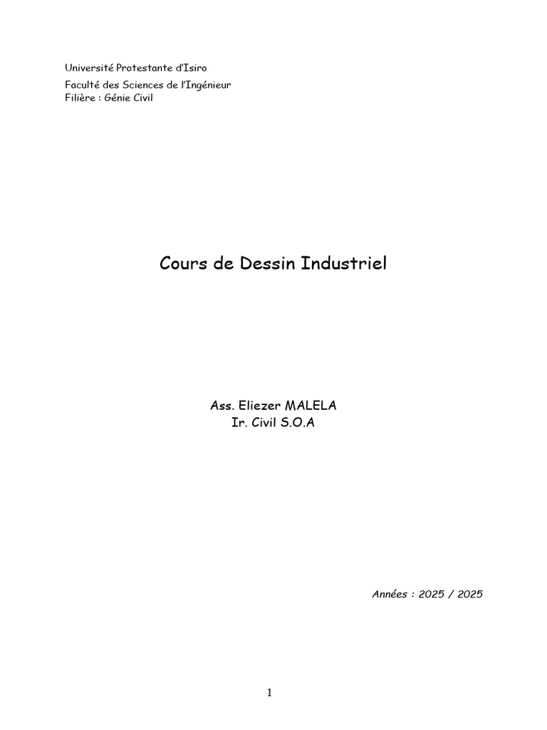 Cours de Dessin Industriel 2025 | PDF | Dessin | Dessin technique