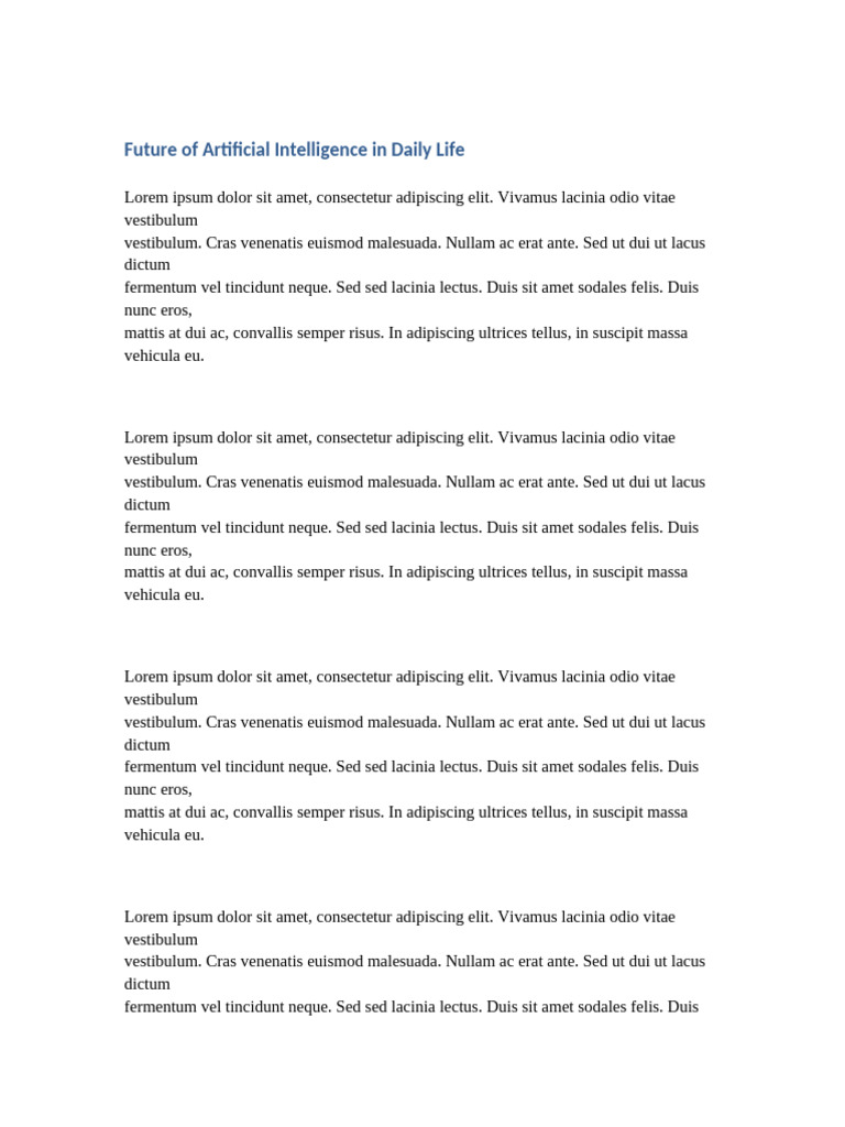 Document 1 Future of Artificial Intelligence in Daily Life | PDF