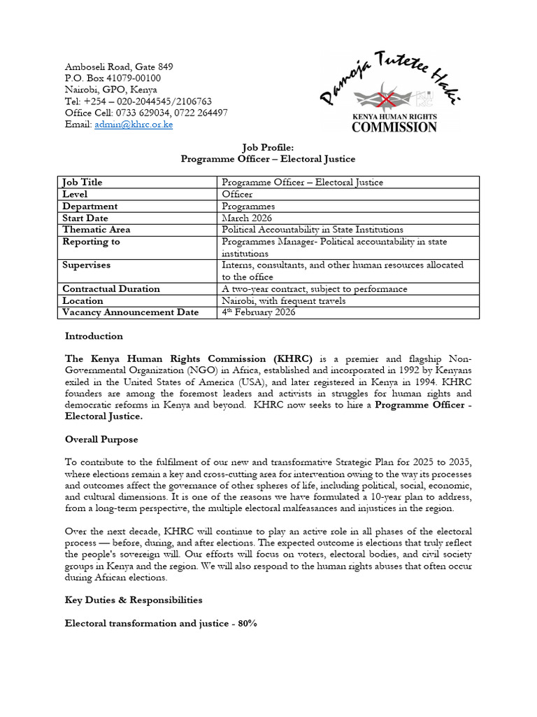 Program Officer Electoral Justice | PDF | Governance | Accountability