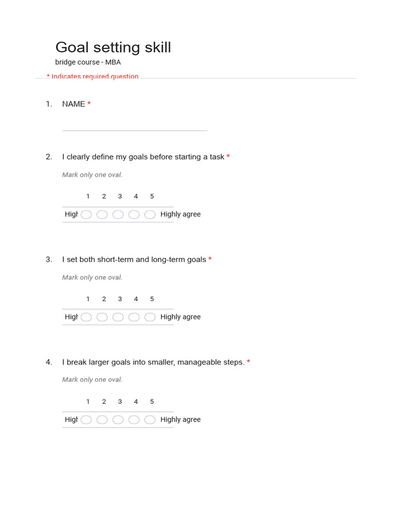 Bridge Course - Goal Setting - Google Forms | PDF | Goal Setting ...