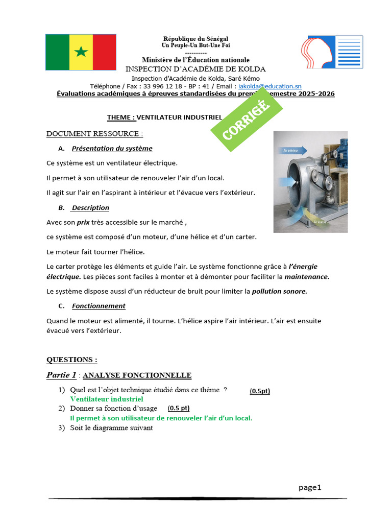 CORRIGE TECHNO 1 Validé | PDF | Ingénierie mécanique | Machine