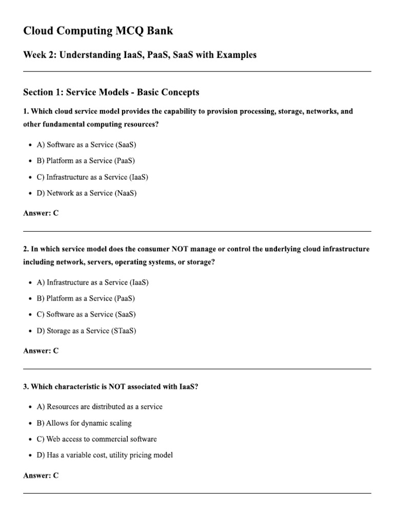 Cloud Computing Week 2 Mcqs | PDF