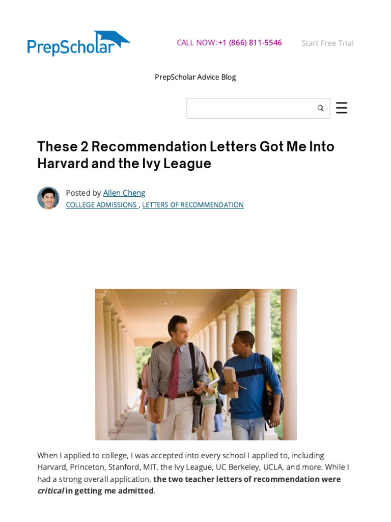 These 2 Recommendation Letters Got Me Into Harvard + The Ivy League ...