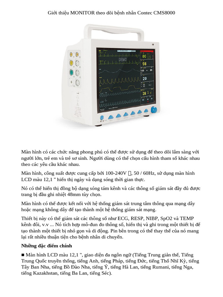 Thông Số Kỹ Thuật Contect Cms8000 | PDF