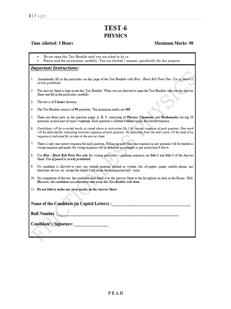 Jee Mains Paper 6 | PDF | Radioactive Decay | Physics