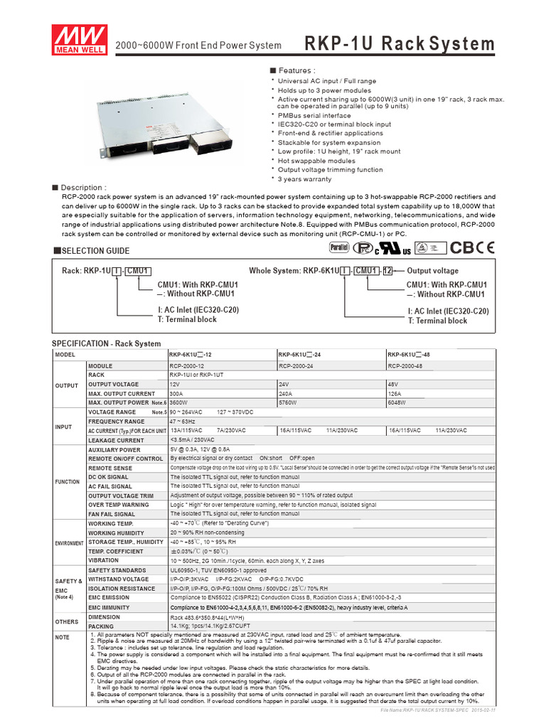 RKP 1u Rack System Spec | PDF | Rectifier | Information And ...