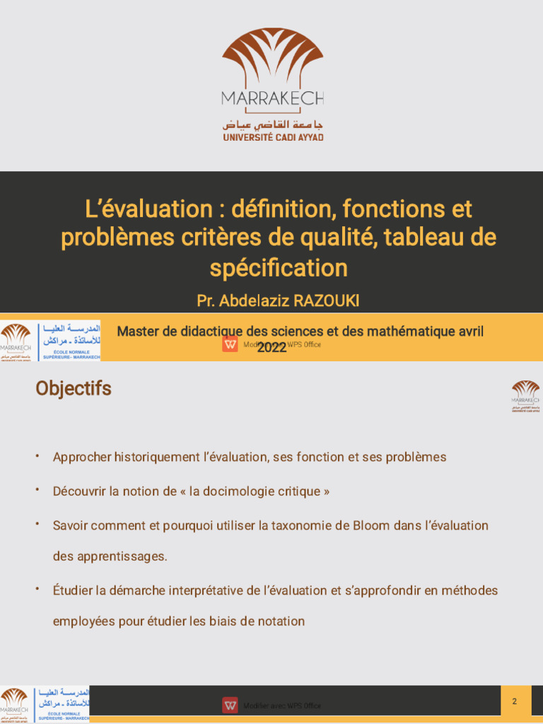 Cours Évaluation Et Docimologie Partie1 - 1 | PDF | Moniale