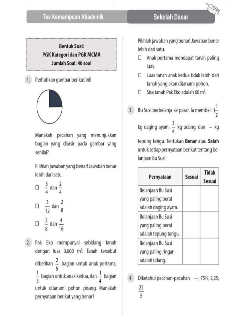 Latihan TKA MTK | PDF