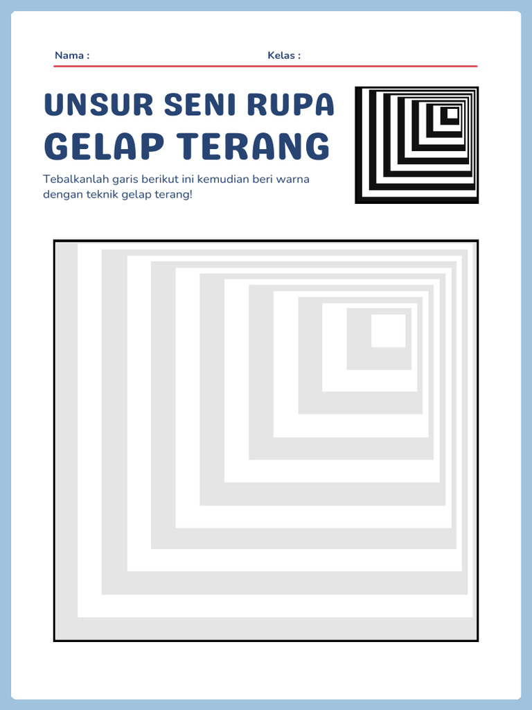 Lembar Kerja Unsur Seni Rupa Gelap Terang Dalam Gaya Ilustratif Biru | PDF