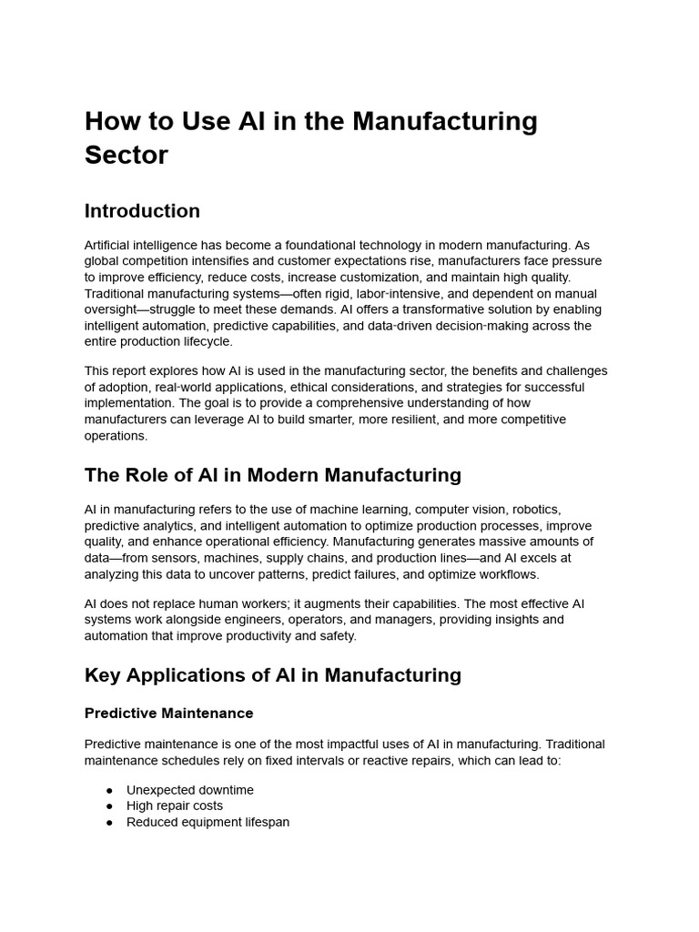 How To Use AI in The Manufacturing Sector | PDF | Artificial ...