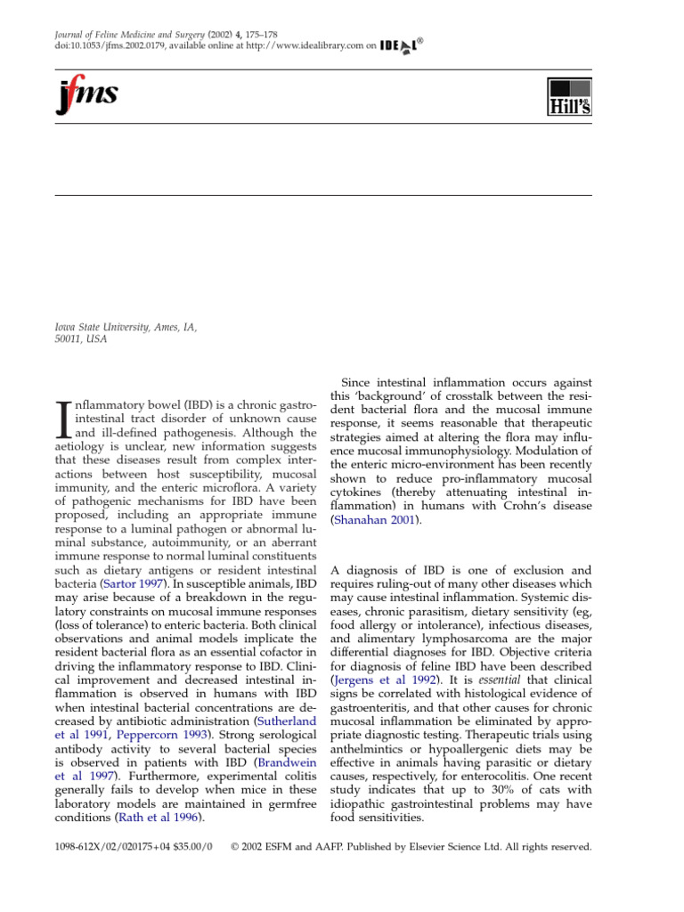 Curated visual reference: Picture Idea: 2002 Jergens 一般 Feline Inflammatory Bowel Disease