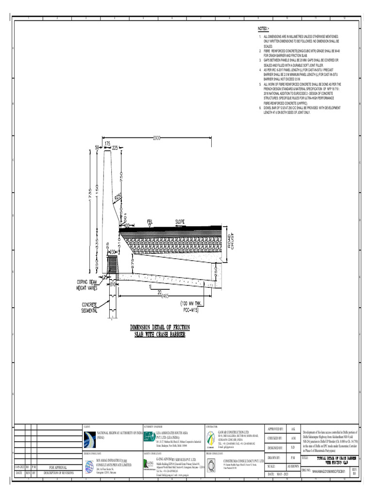 Typical Detail of Friction Slab With Crash Barrier-Layout | PDF ...