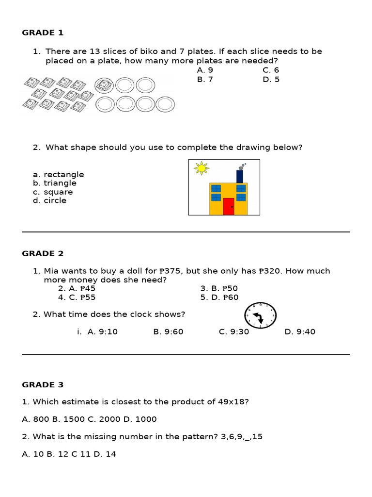 Quiz Bee Math Questionnaires | PDF