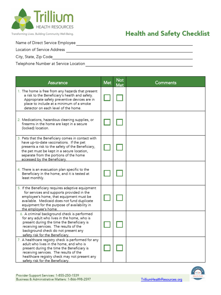 Health Safety Checklist | PDF | Occupational Safety And Health