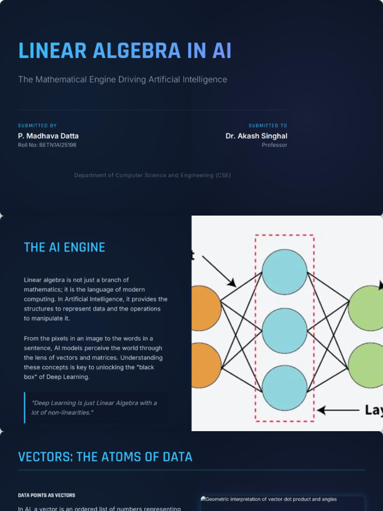 Linear Algebra in AI | PDF