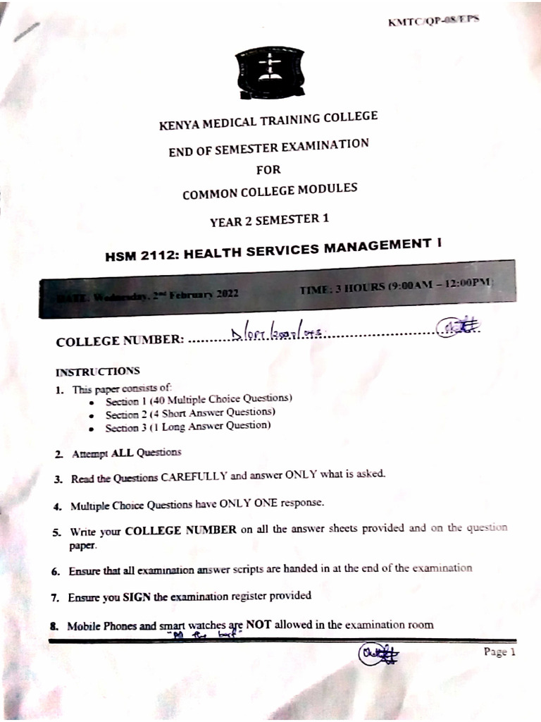 HSM Past Paper | PDF