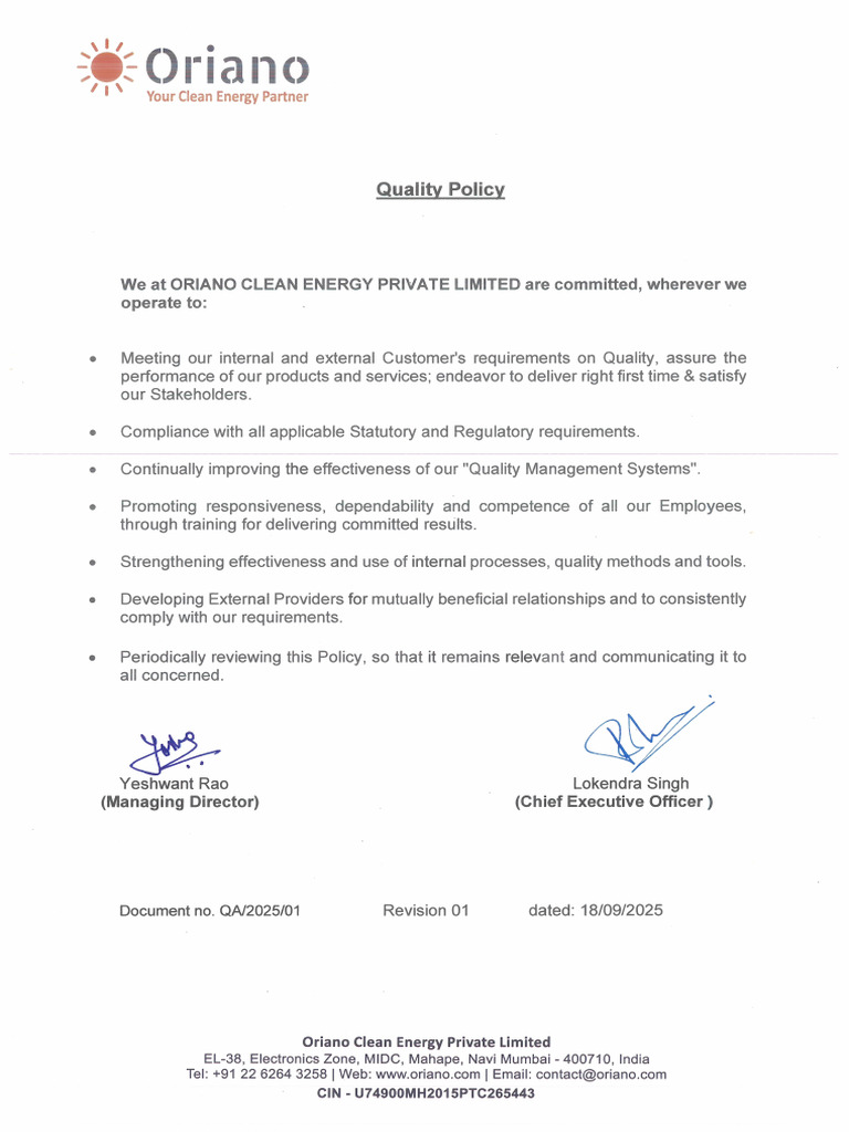 Quality Policy | PDF