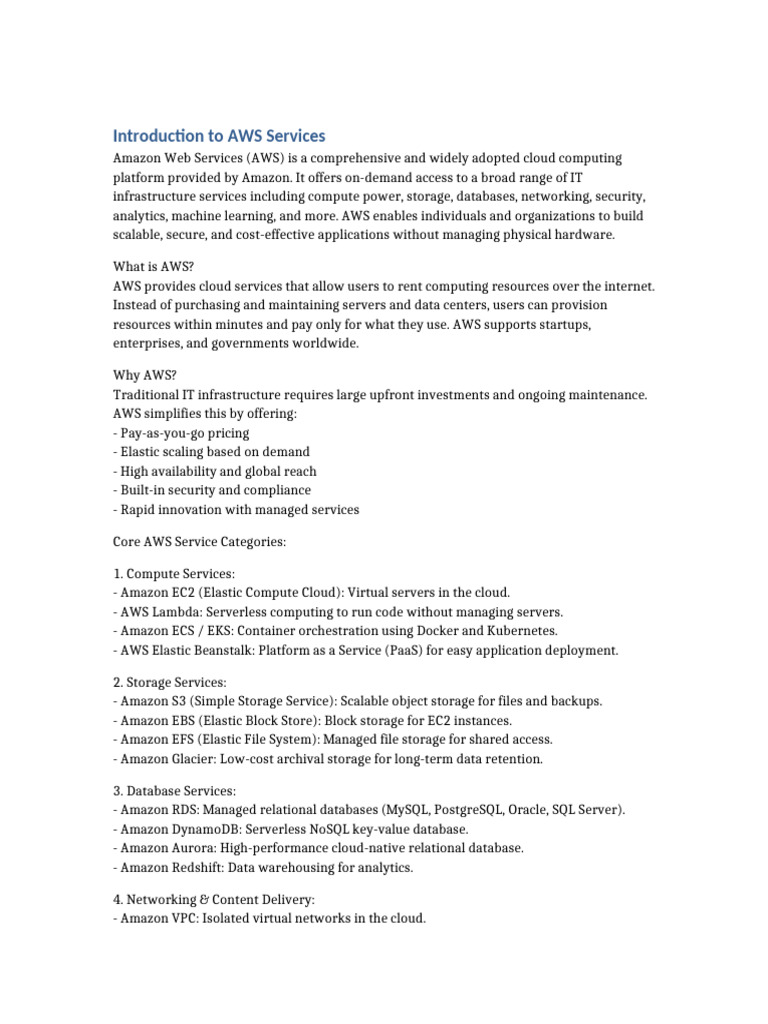 Introduction To AWS Services | PDF | Amazon Web Services | Cloud Computing