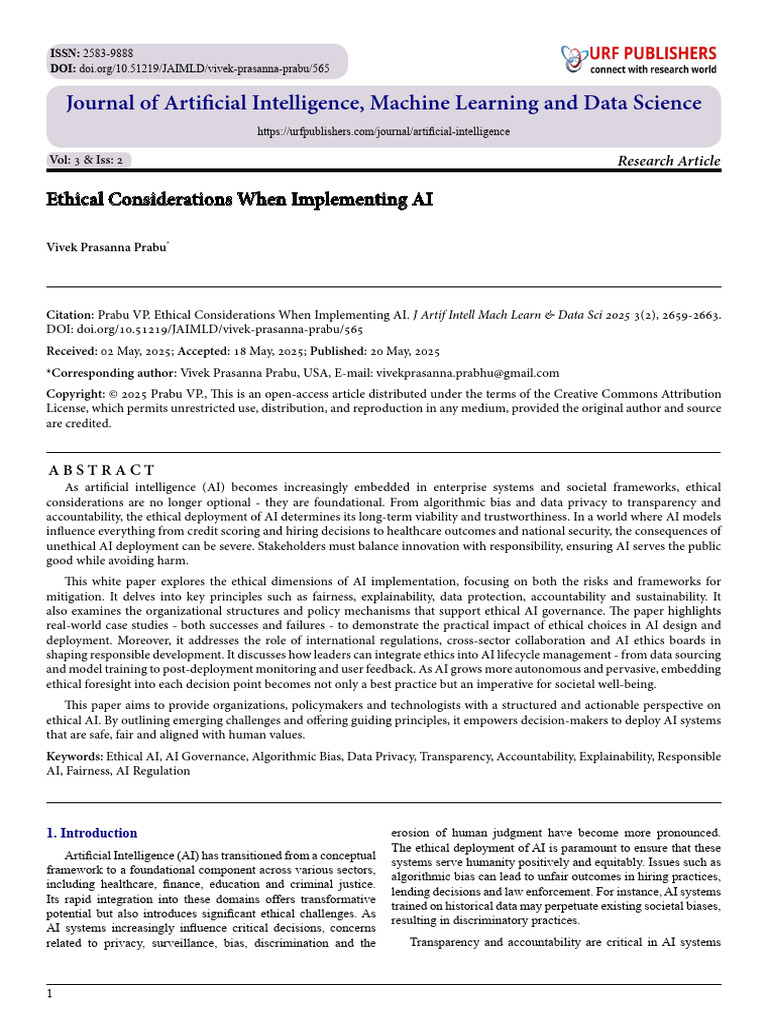 Ethical Considerations When Implementing AI | PDF | Artificial ...