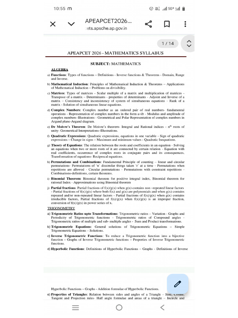 Ap Eapcet Syllabus | PDF