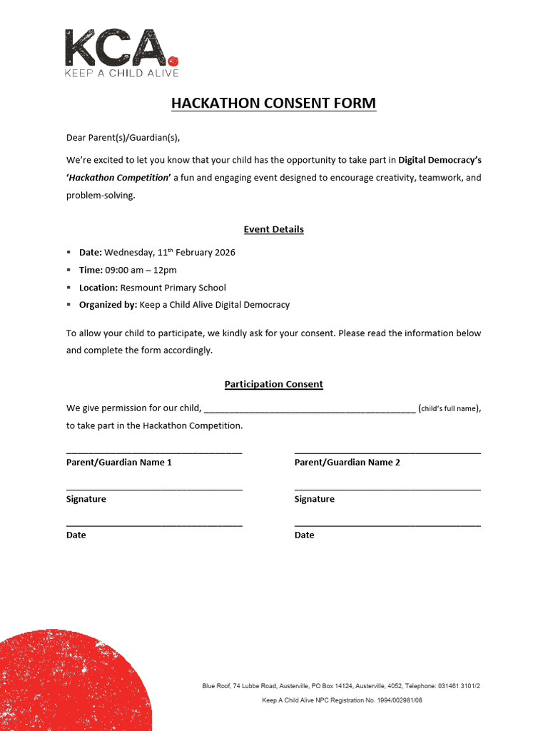 Hackathon Consent Form (KCA) 2 | PDF