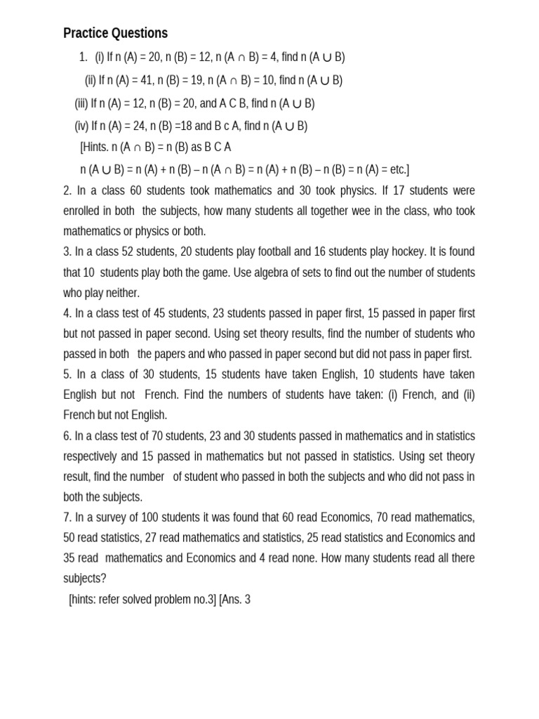 Practice Questions | PDF