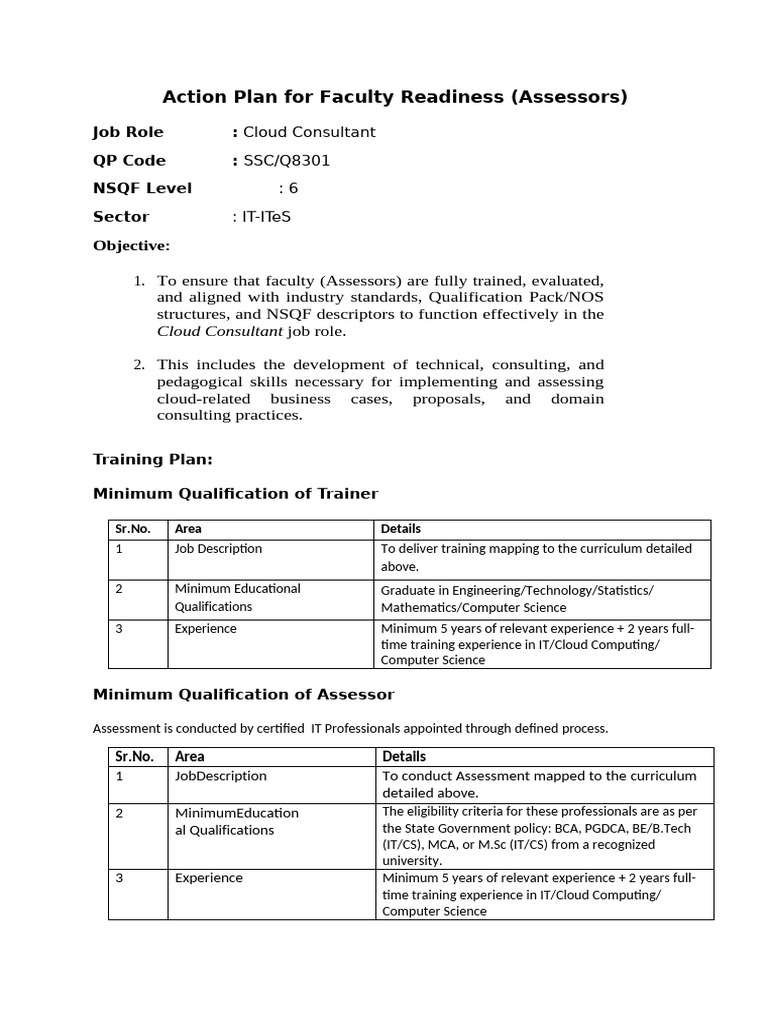 22_Action Plan for Faculty - Cloud Consultant | PDF | Cloud Computing