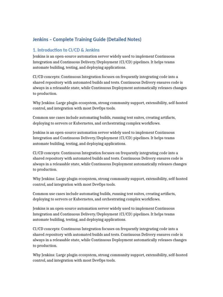 Jenkins Complete 10 Page Training Notes | PDF | System Software | Computing