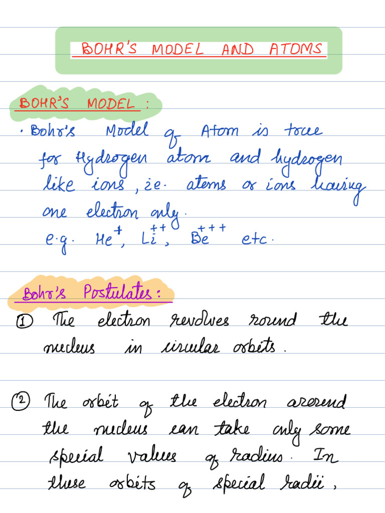 Bohr's Atomic Model | PDF