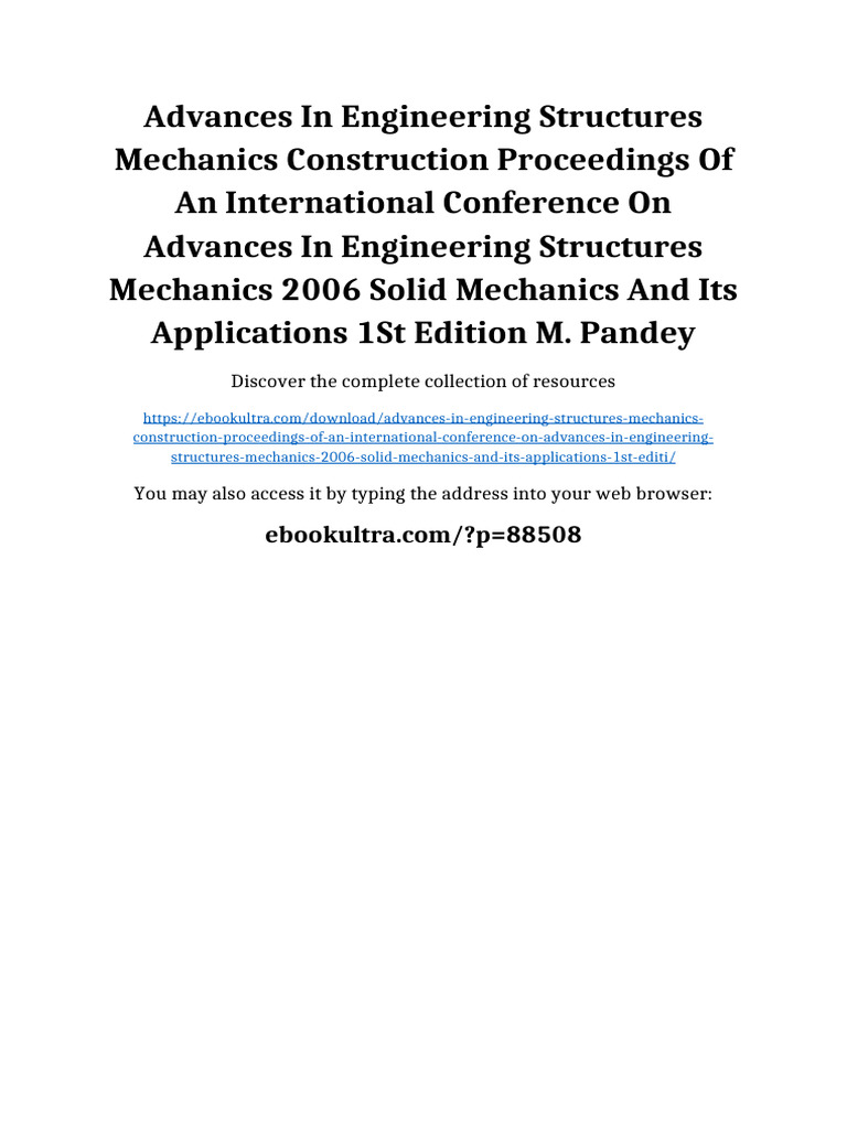 Advances in Engineering Structures Mechanics Construction Proceedings ...
