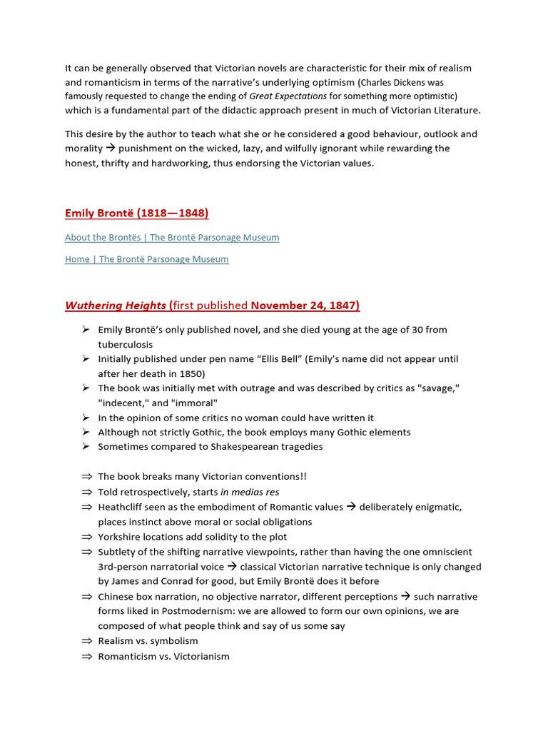 Nov 23 Wuthering Heights - Notes | PDF | Wuthering Heights | Heathcliff ...