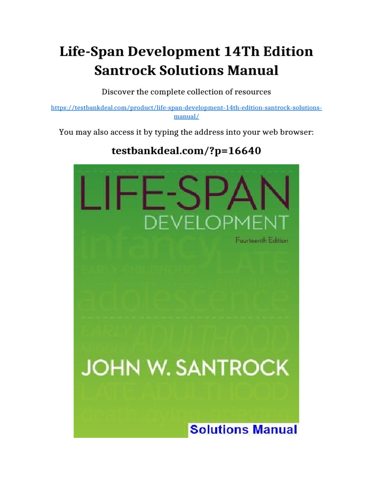 Life-Span Development 14th Edition Santrock Solutions Manual full ...