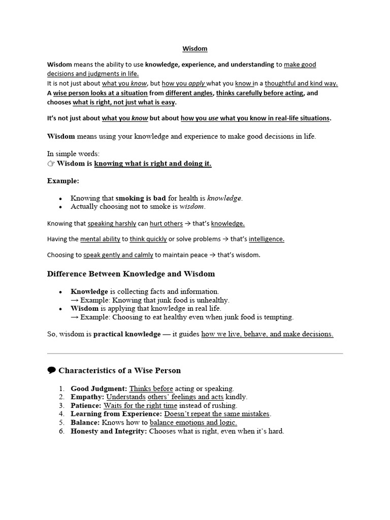 Wisdom | PDF | Wisdom | Knowledge