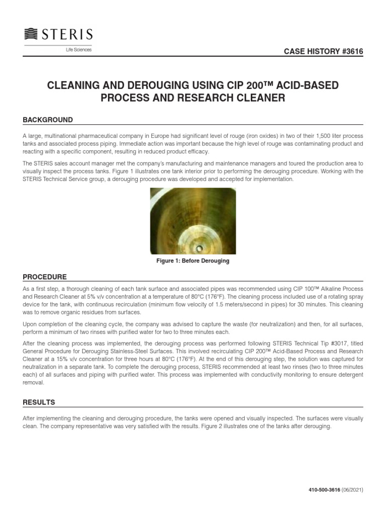 Cleaning and Derouging Using Cip 200 Acid-Based Process and Researc ...