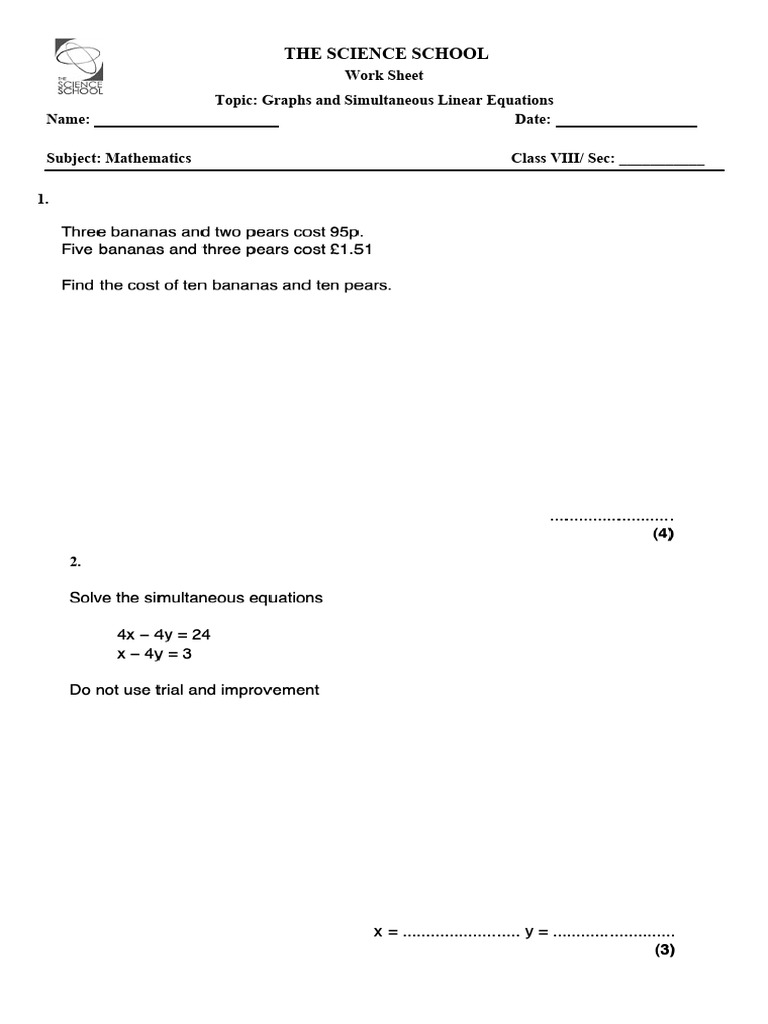 Grade VIII Mathematics Home Task | PDF