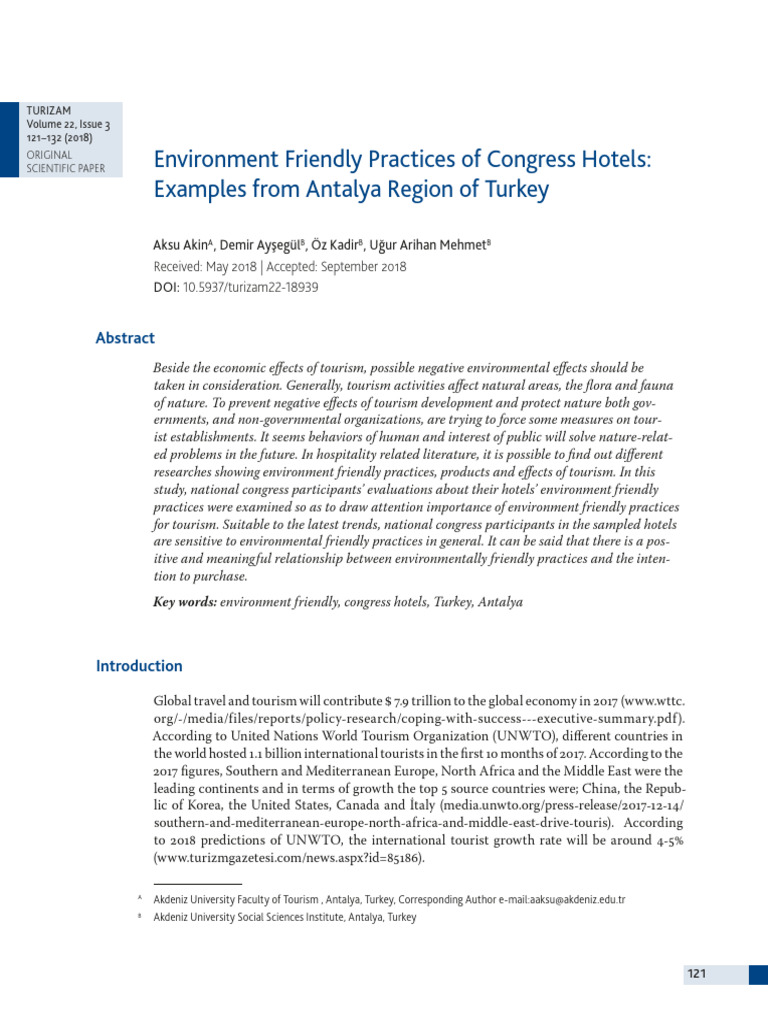 Environment Friendly Practices of Congress Hotels: Examples from ...